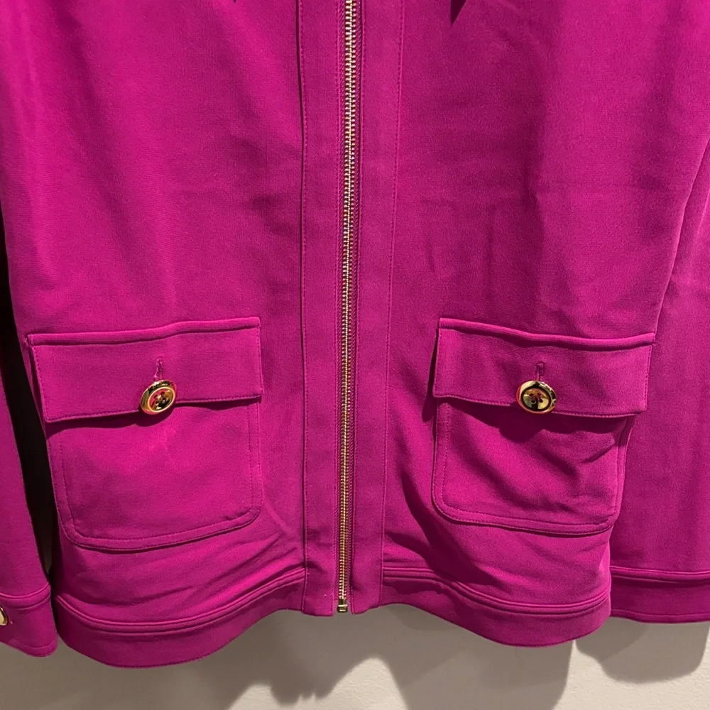 Boston Proper Fuchsia Jacket with Gold Zippers - Picture 5 of 7
